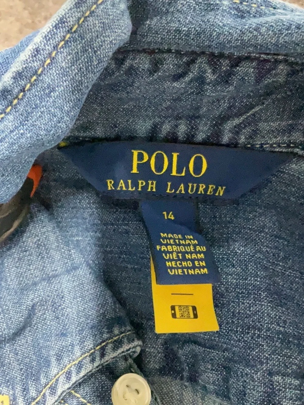 Girls dress by Ralph Lauren polo - girls Denim dress Button-Front dress size 14